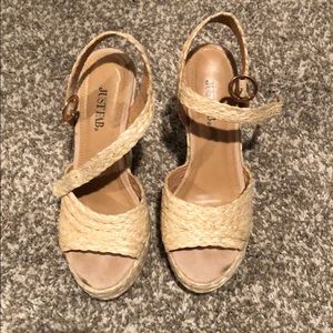 JustFab wicker wedges